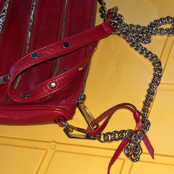 ❤️Rebecca Minkoff Red Leather Stud Crossbody Chain Purse - Picture 6 of 6
